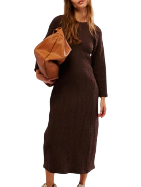 Free People Dresses & Skirts - Free People Gabby Seamless Midi Dress Brown Sz M/L
